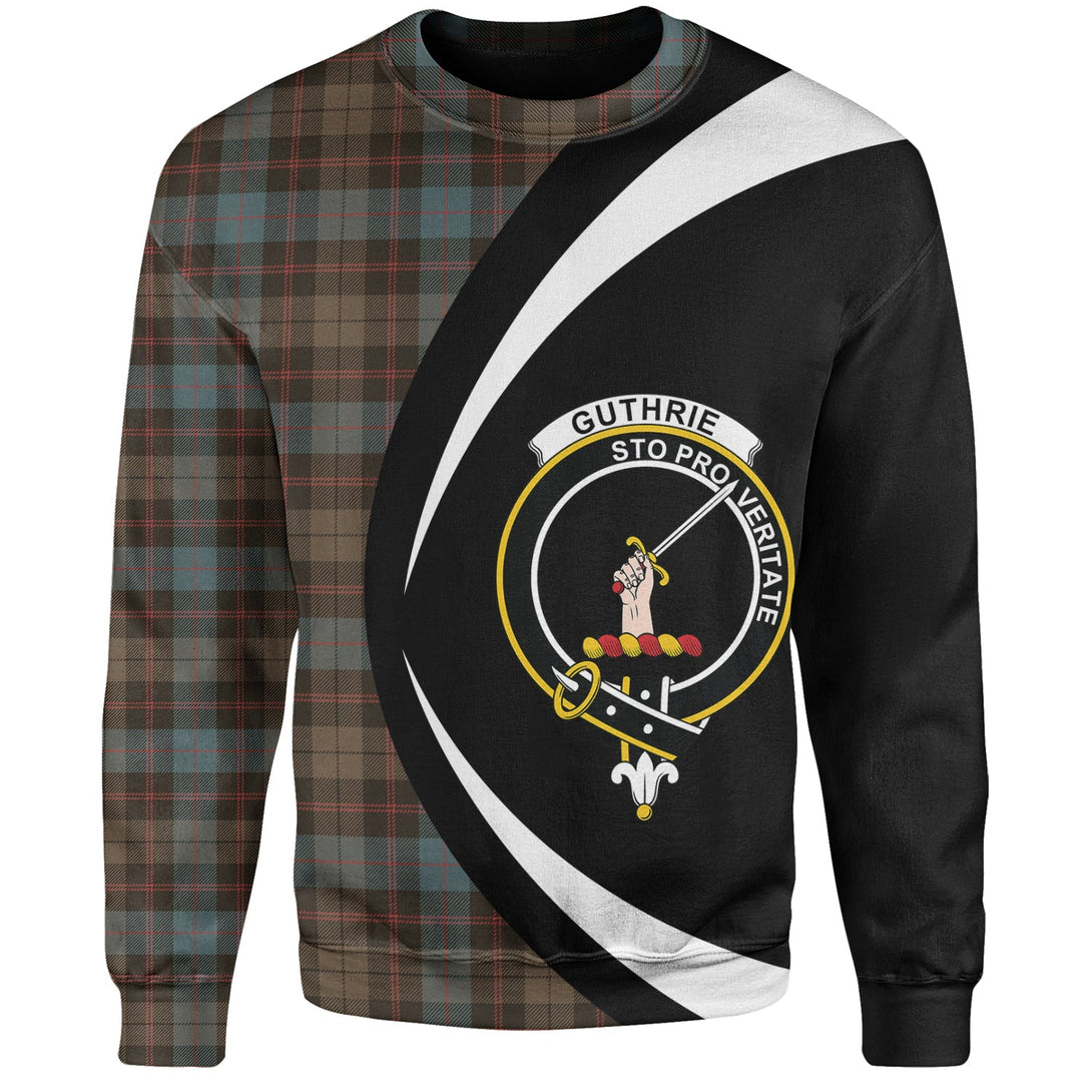 Guthrie Weathered Clan Badge Tartan Sweatshirt Circle Style Personalized