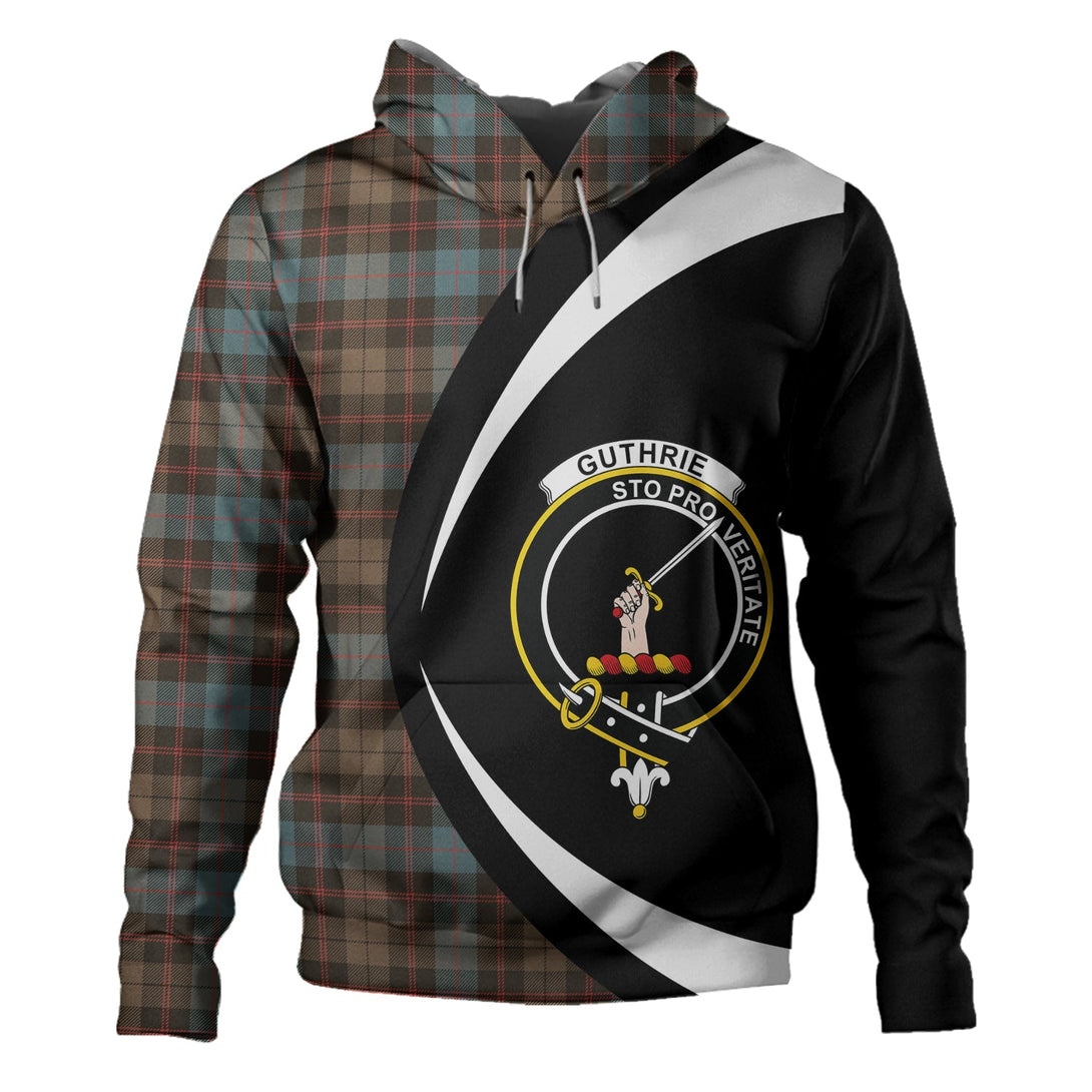 Guthrie Weathered Clan Badge Tartan Hoodie Circle Style