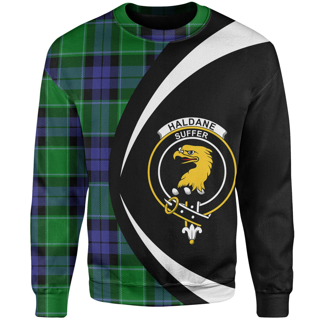 Haldane Clan Badge Tartan Sweatshirt Circle Style Personalized