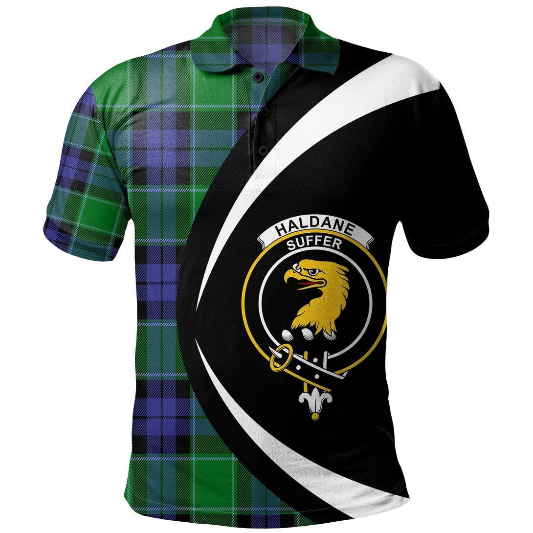 Haldane Clan Badge Tartan Polo Shirt Circle Style Personalized