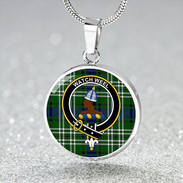 Haliburton Clan Badge Tartan Classic Circle Necklace