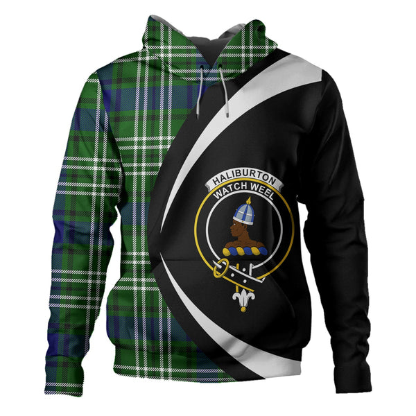 Haliburton Clan Badge Tartan Hoodie Circle Style