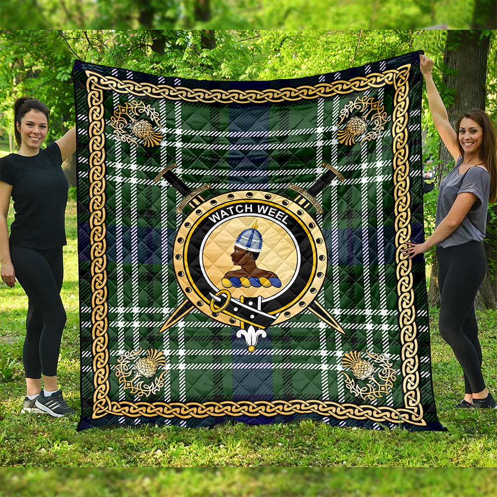 Haliburton Clan Badge Tartan Premium Quilt Celtic Shield