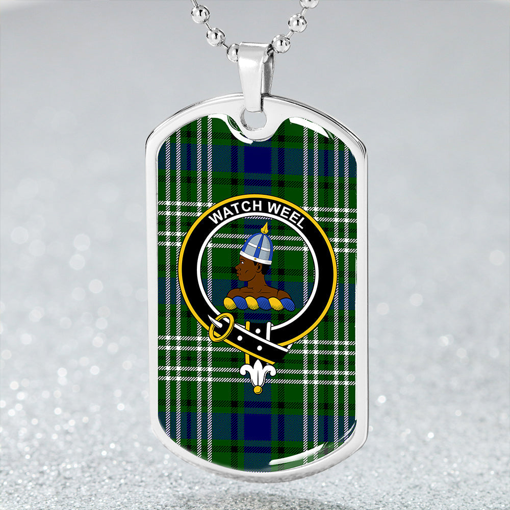 Haliburton Clan Badge Classic Tartan Dog Tag Necklace