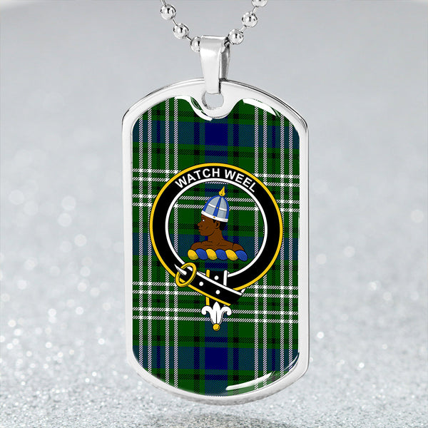 Haliburton Clan Badge Classic Tartan Dog Tag Necklace