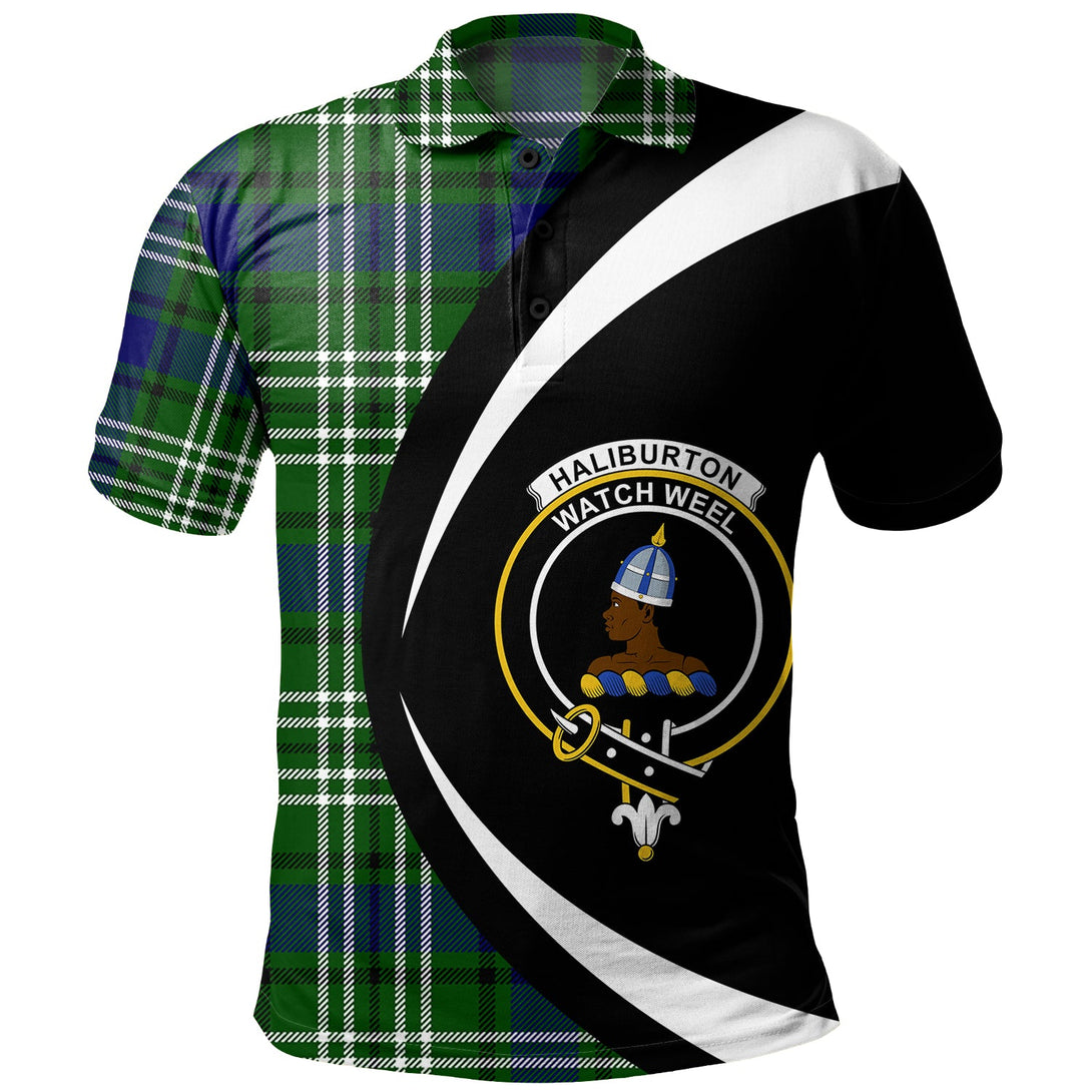 Haliburton Clan Badge Tartan Polo Shirt Circle Style Personalized