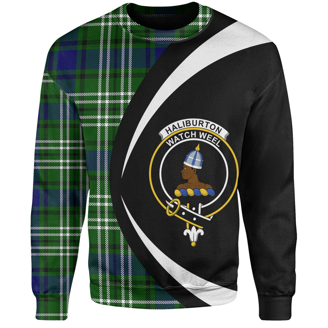 Haliburton Clan Badge Tartan Sweatshirt Circle Style Personalized