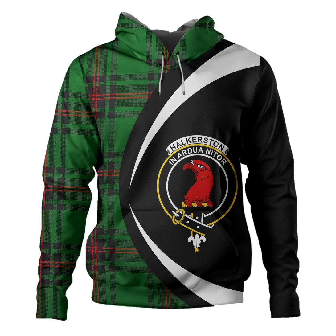 Halkerston Clan Badge Tartan Hoodie Circle Style