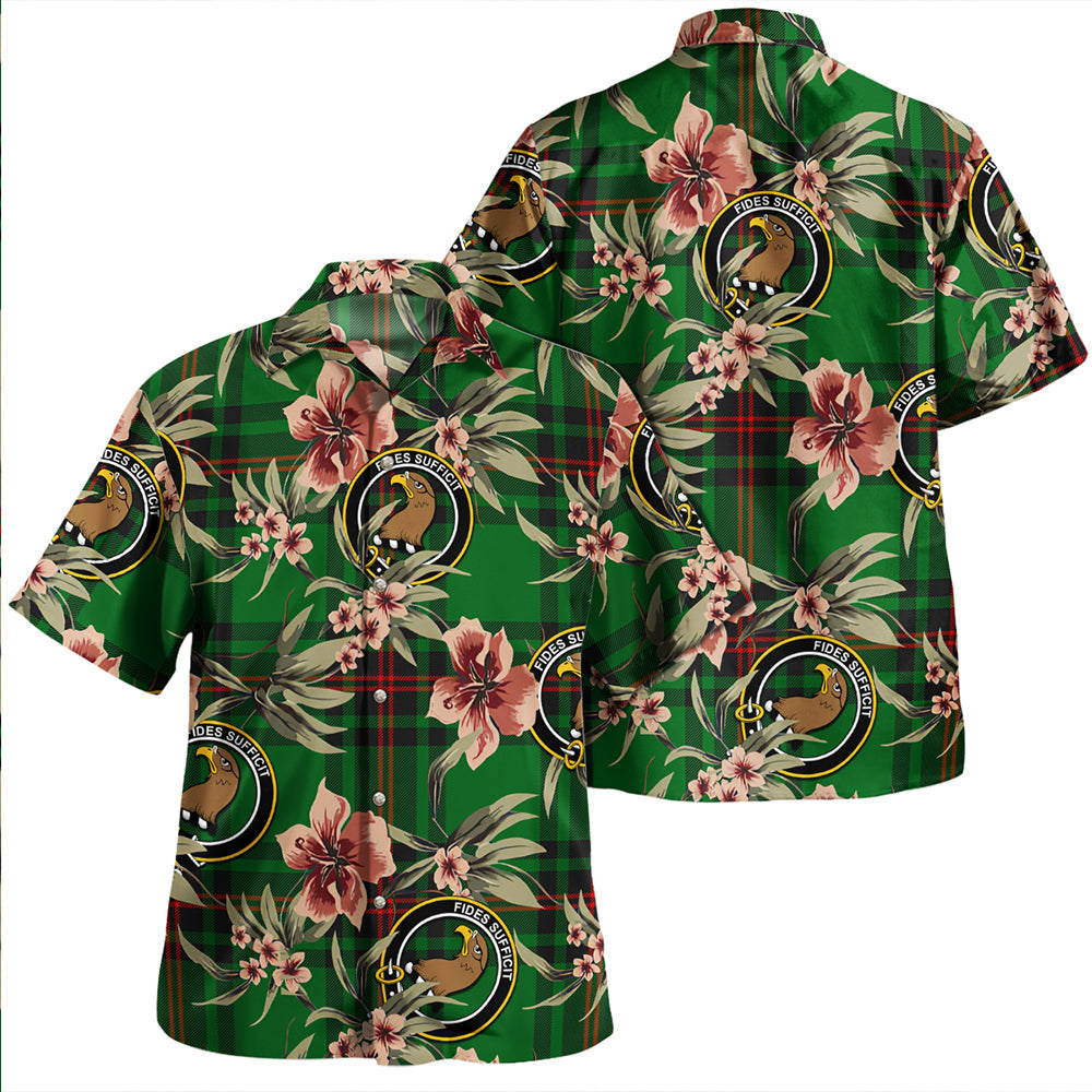 Halkett Clan Badge Tartan Aloha Hawaiian Shirt Tropical Old Style