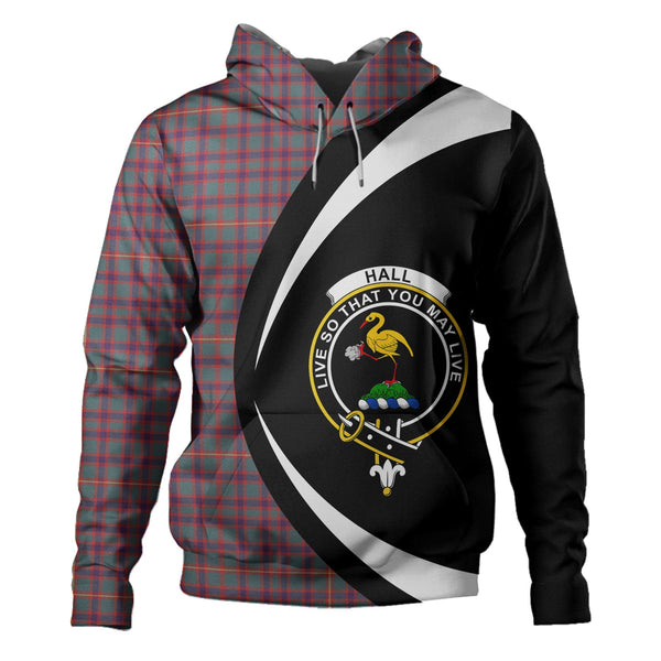 Hall Weathered Clan Badge Tartan Hoodie Circle Style