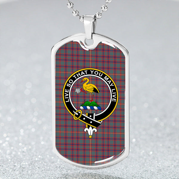 Hall Weathered Clan Badge Classic Tartan Dog Tag Necklace