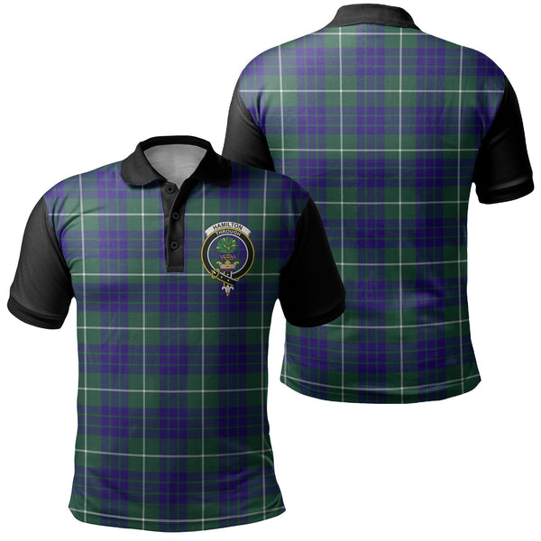 Hamilton Hunting Modern Tartan Crest Polo Shirt Black Neck 1 Style