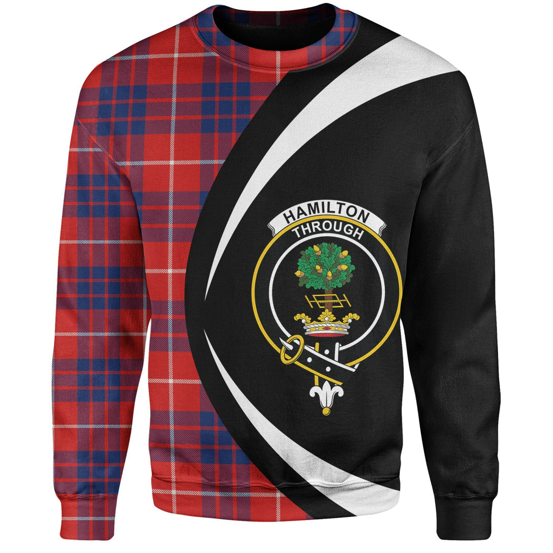 Hamilton Modern Clan Badge Tartan Sweatshirt Circle Style Personalized