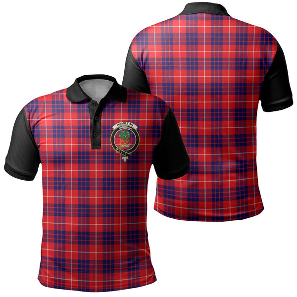 Hamilton Modern Tartan Crest Polo Shirt Black Neck 1 Style