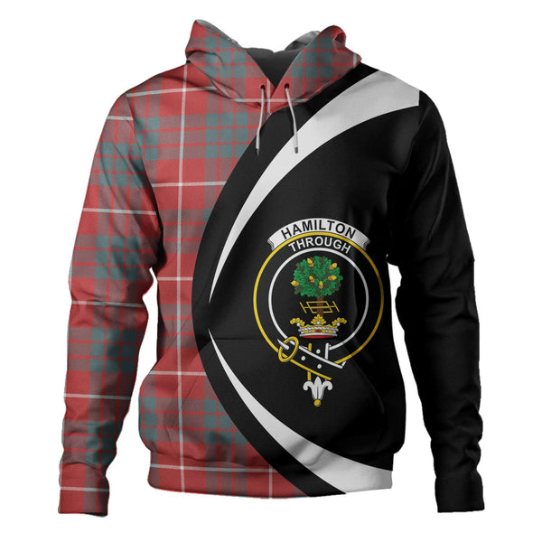 Hamilton Weathered Clan Badge Tartan Hoodie Circle Style