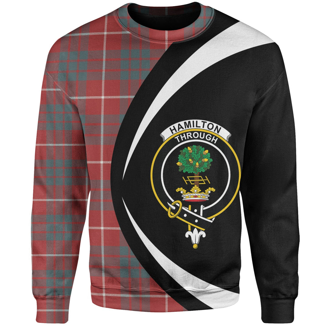 Hamilton Weathered Clan Badge Tartan Sweatshirt Circle Style Personalized