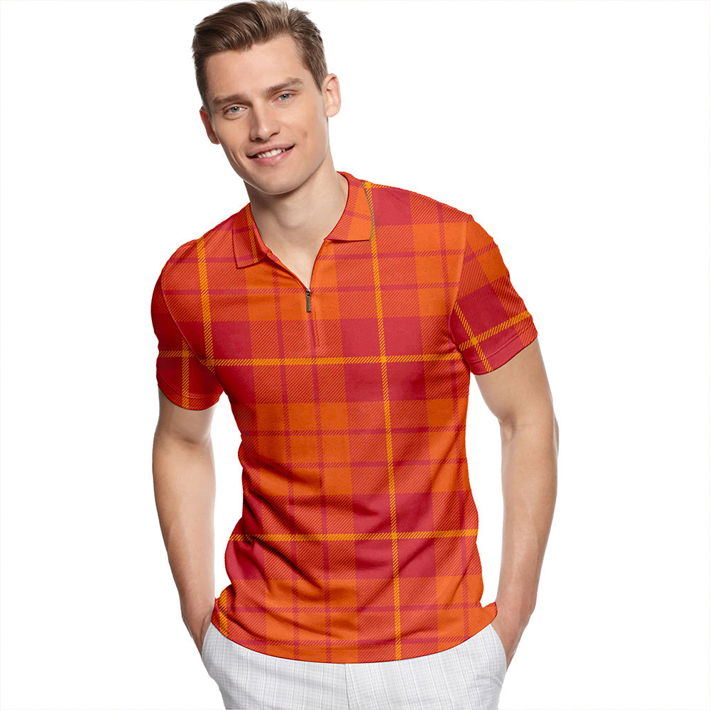 Hamilton Weatheredd Ancient Tartan Classic Lapel Zip Short Sleeve Polo