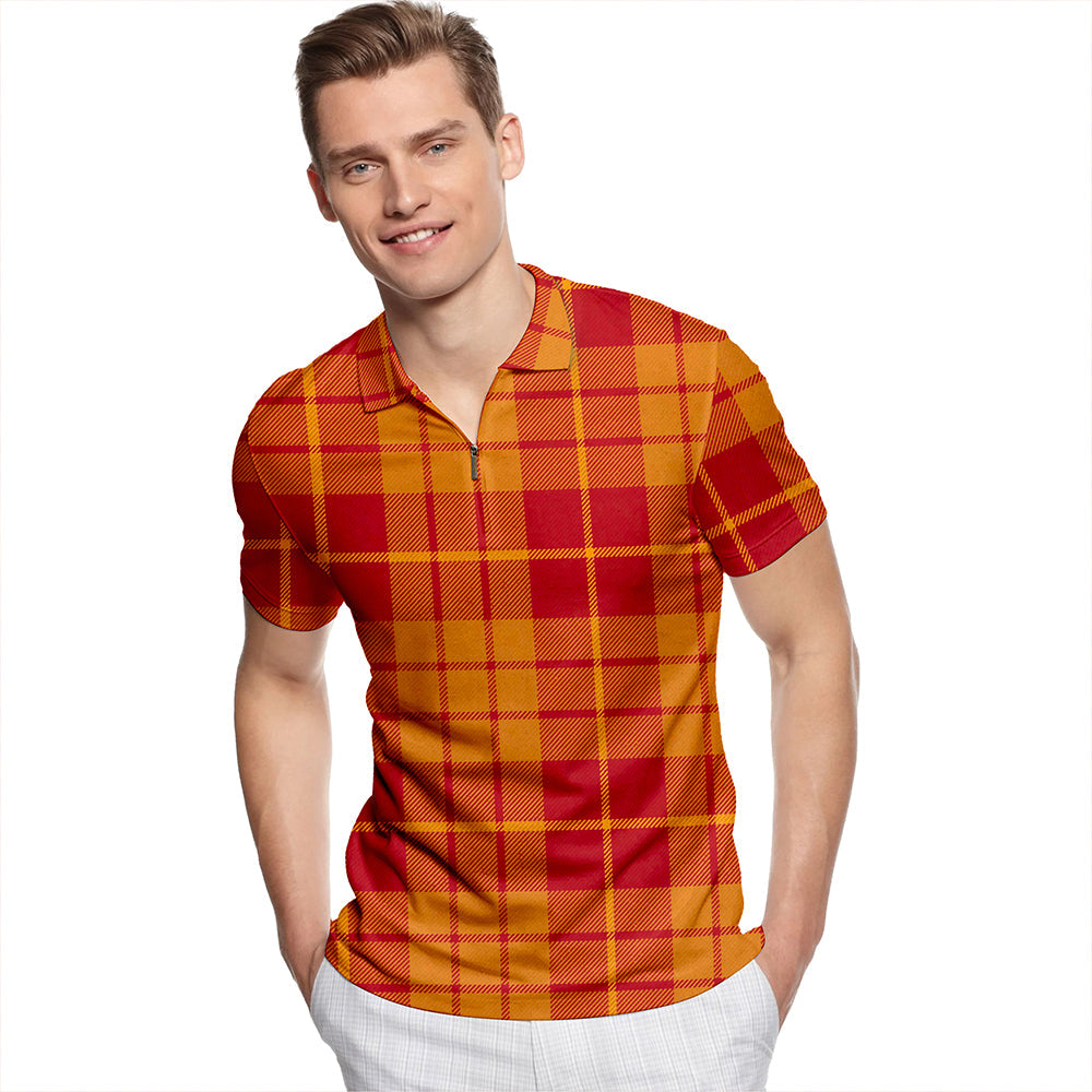 Hamilton Weatheredd Modern Tartan Classic Lapel Zip Short Sleeve Polo