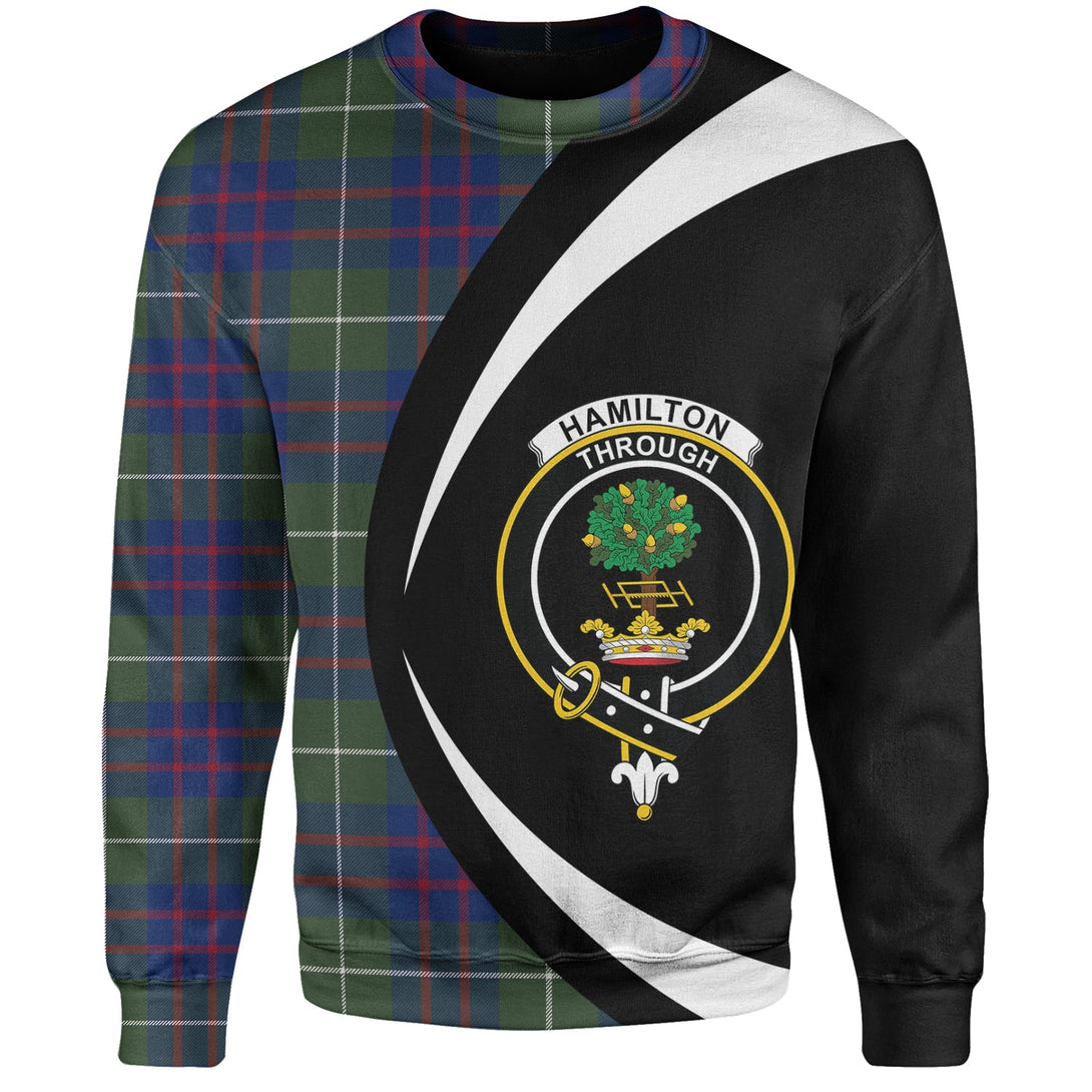 Hamilton of Clayton Modern Clan Badge Tartan Sweatshirt Circle Style Personalized