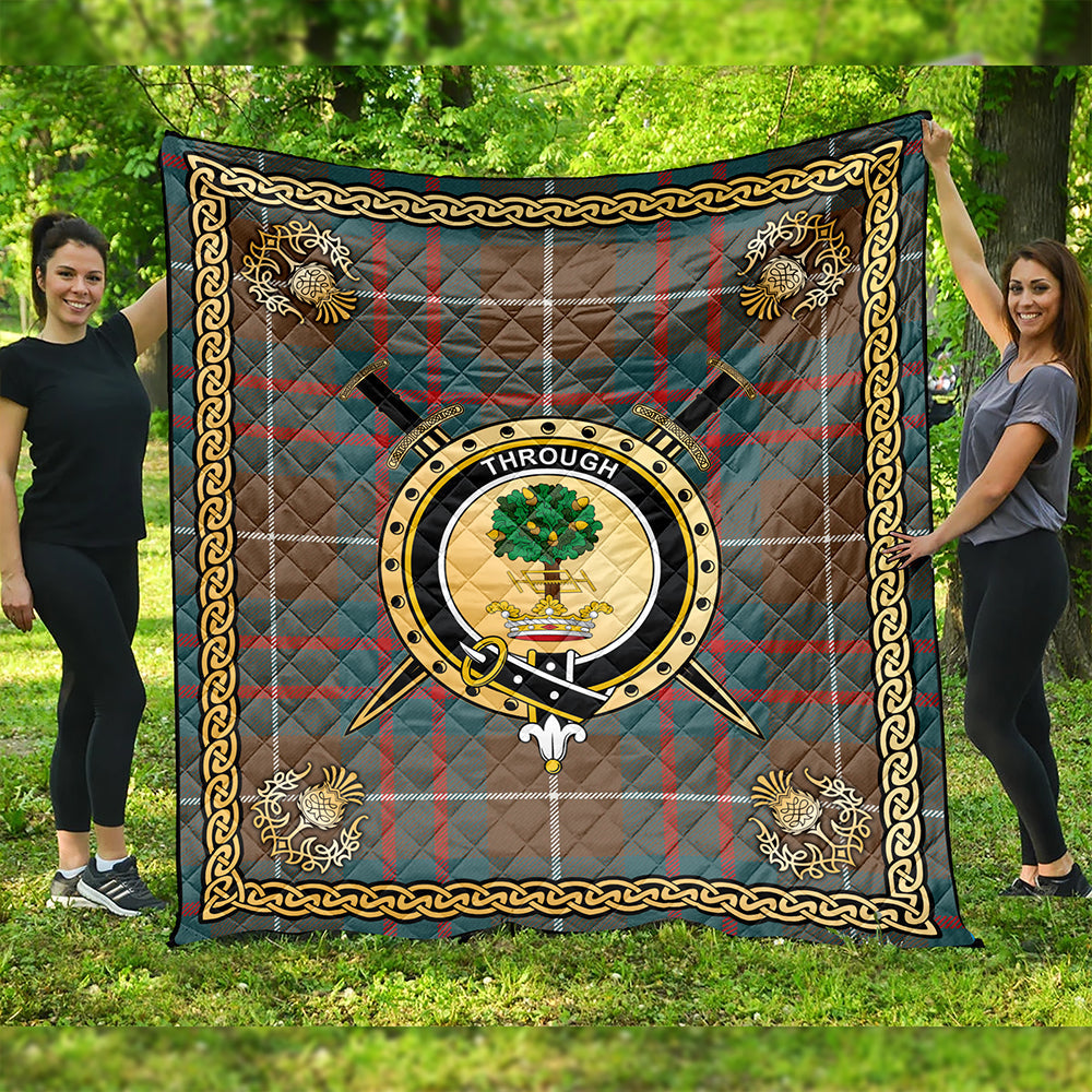 Hamilton of Clayton Weathered Clan Badge Tartan Premium Quilt Celtic Shield