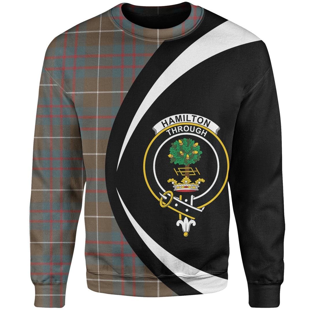 Hamilton of Clayton Weathered Clan Badge Tartan Sweatshirt Circle Style Personalized