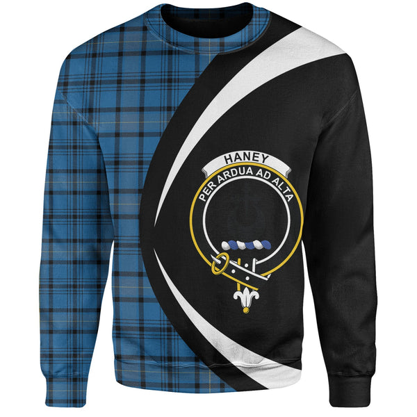 Haney Blue Ancient Clan Badge Tartan Sweatshirt Circle Style Personalized