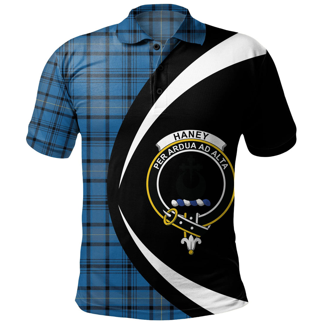 Haney Blue Ancient Clan Badge Tartan Polo Shirt Circle Style Personalized