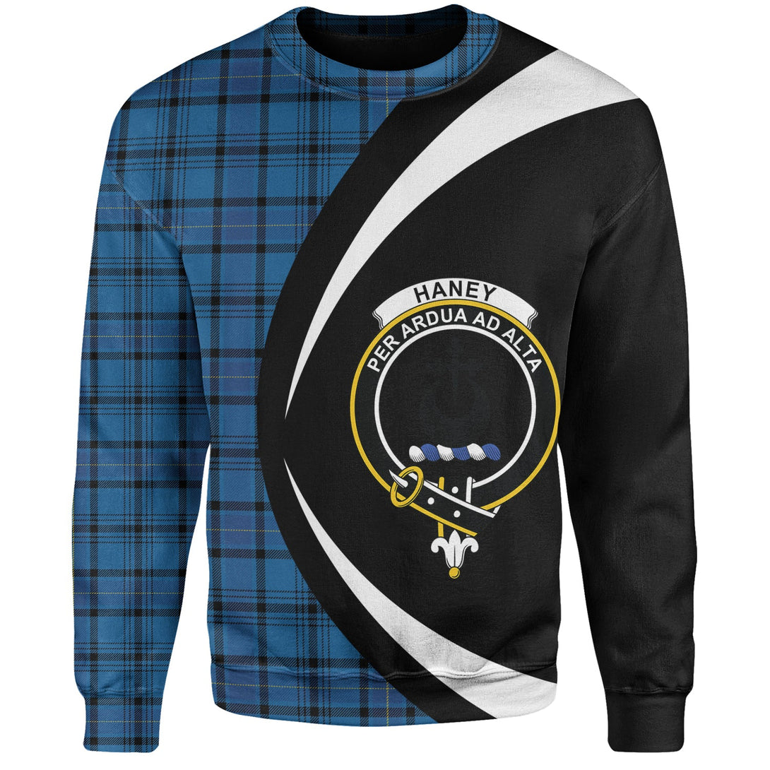 Haney Blue Modern Clan Badge Tartan Sweatshirt Circle Style Personalized