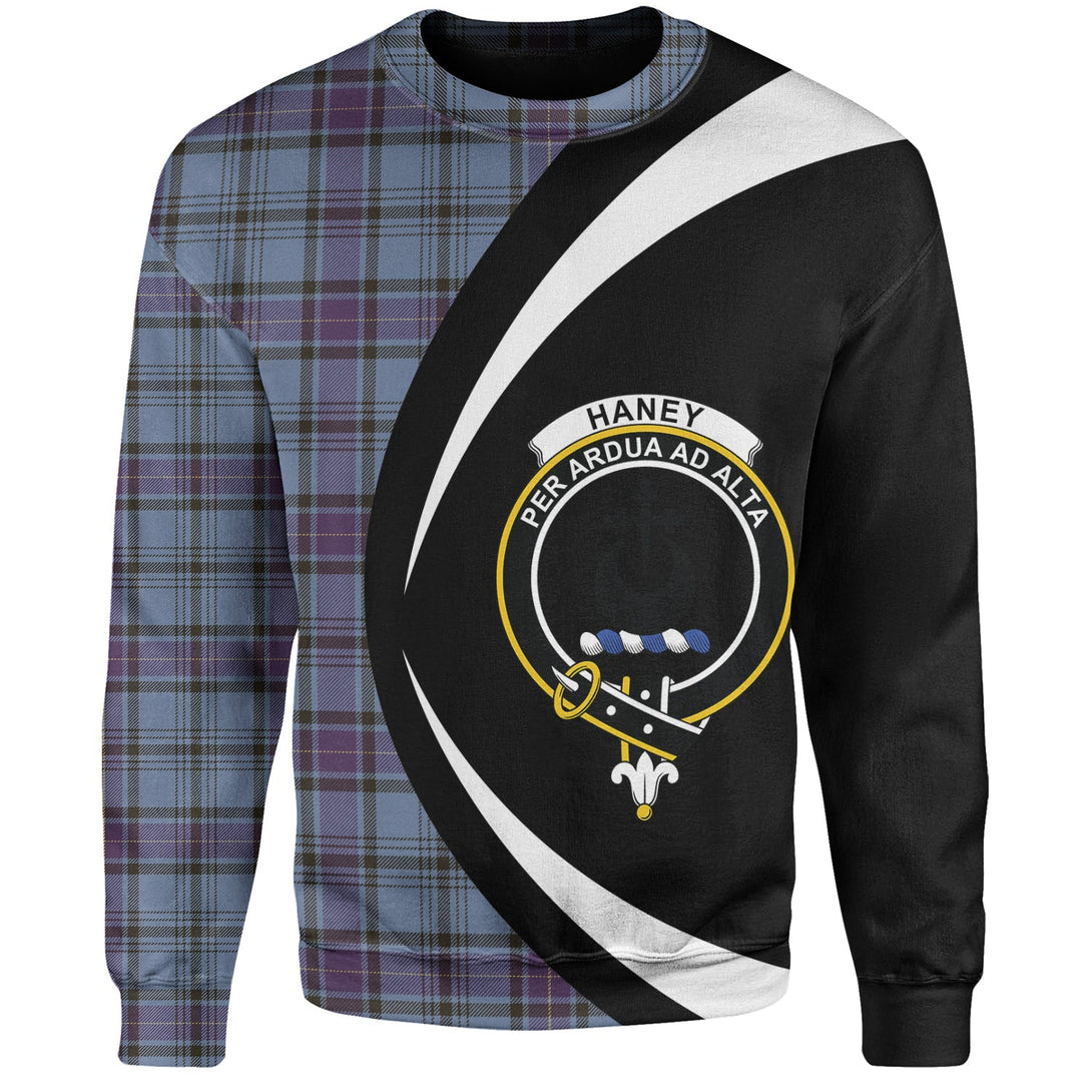 Haney Blue Weathered Clan Badge Tartan Sweatshirt Circle Style Personalized