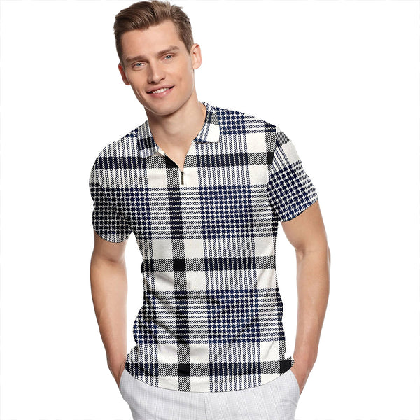 Hanna Modern Tartan Classic Lapel Zip Short Sleeve Polo