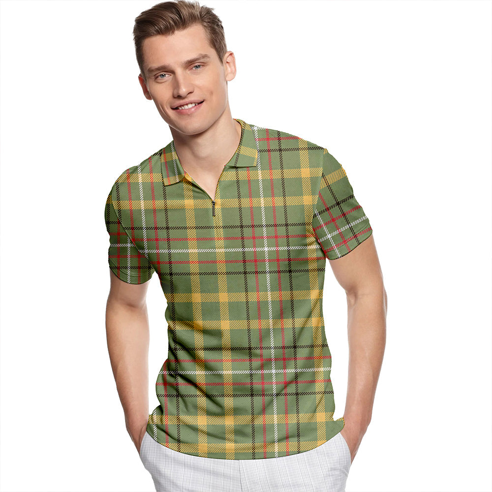 Hanna Weathered Tartan Classic Lapel Zip Short Sleeve Polo