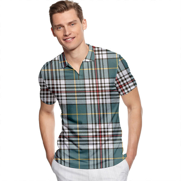 Hanna of Stirlingshire Weathered Tartan Classic Lapel Zip Short Sleeve Polo