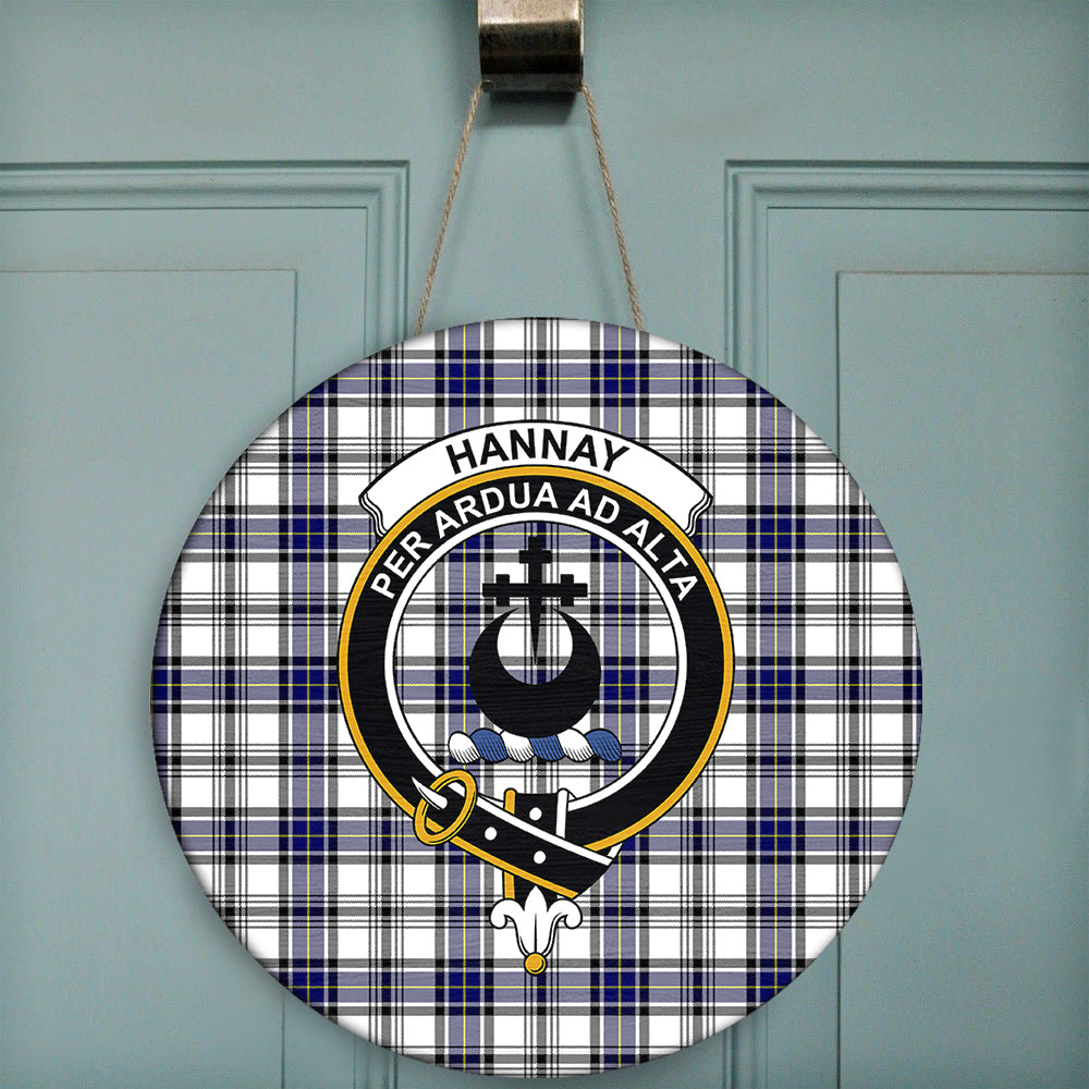 Hannay Modern Tartan Classic Crest Round Wooden Sign