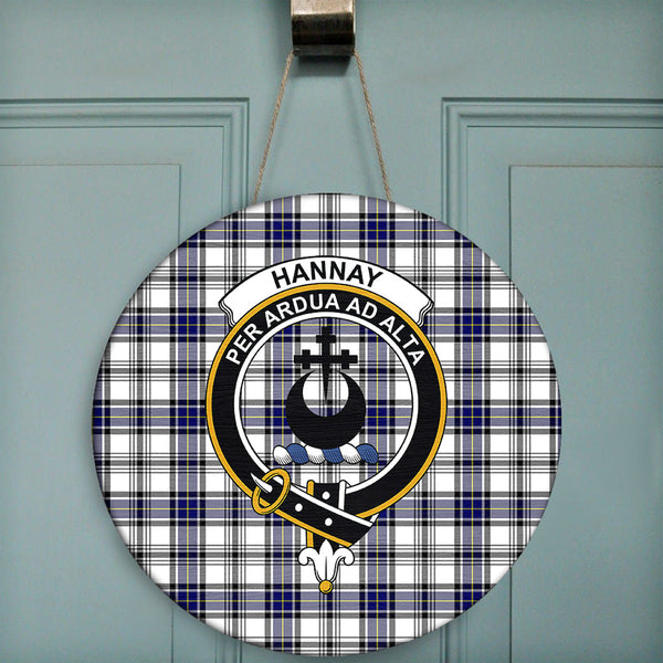 Hannay Modern Tartan Classic Crest Round Wooden Sign