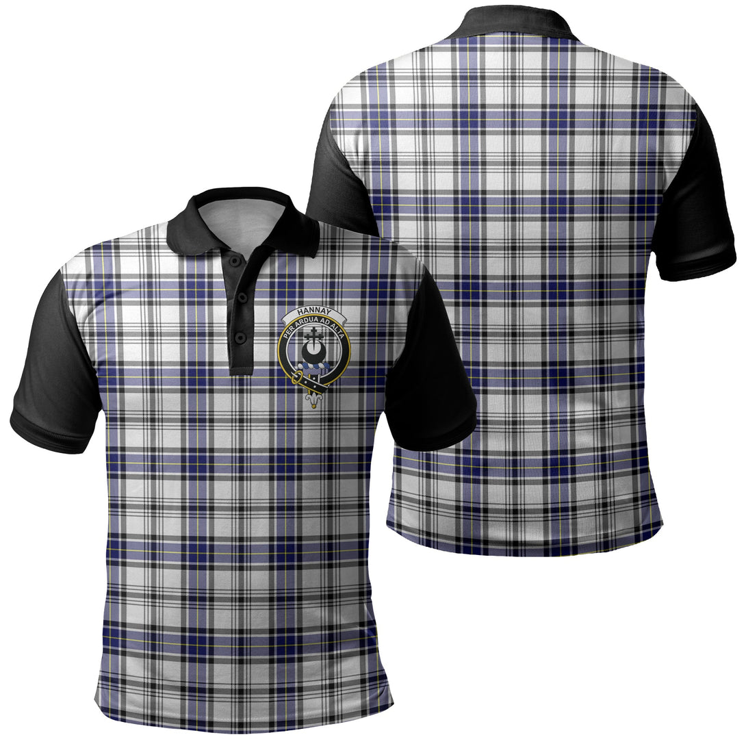 Hannay Modern Tartan Crest Polo Shirt Black Neck 1 Style