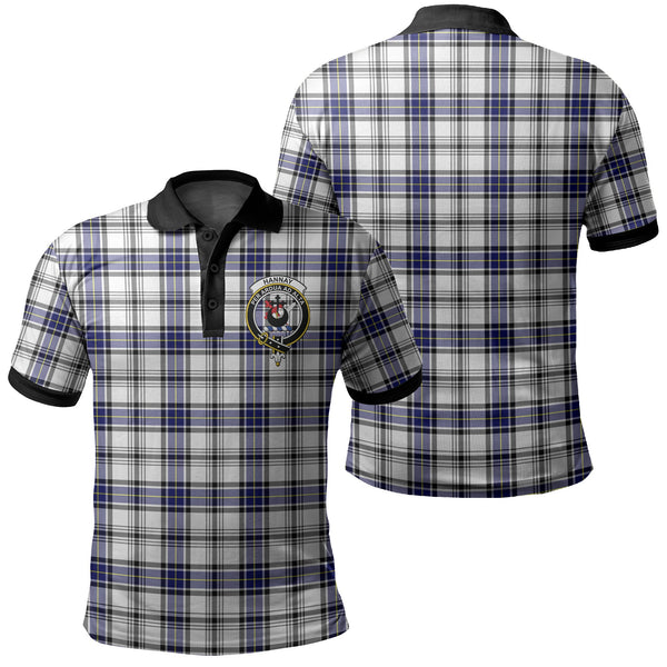 Hannay Modern Tartan Crest Polo Shirt Black Neck 2 Style