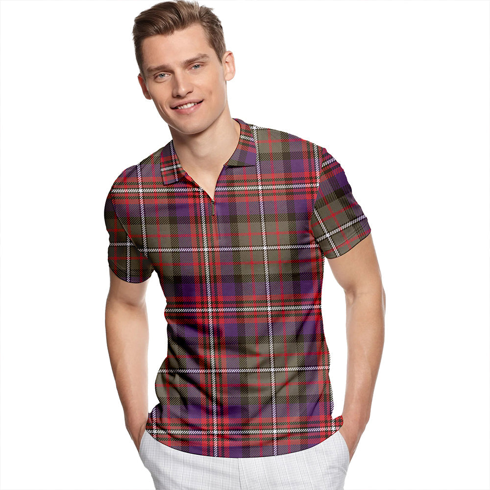 Hargis Weathered Tartan Classic Lapel Zip Short Sleeve Polo