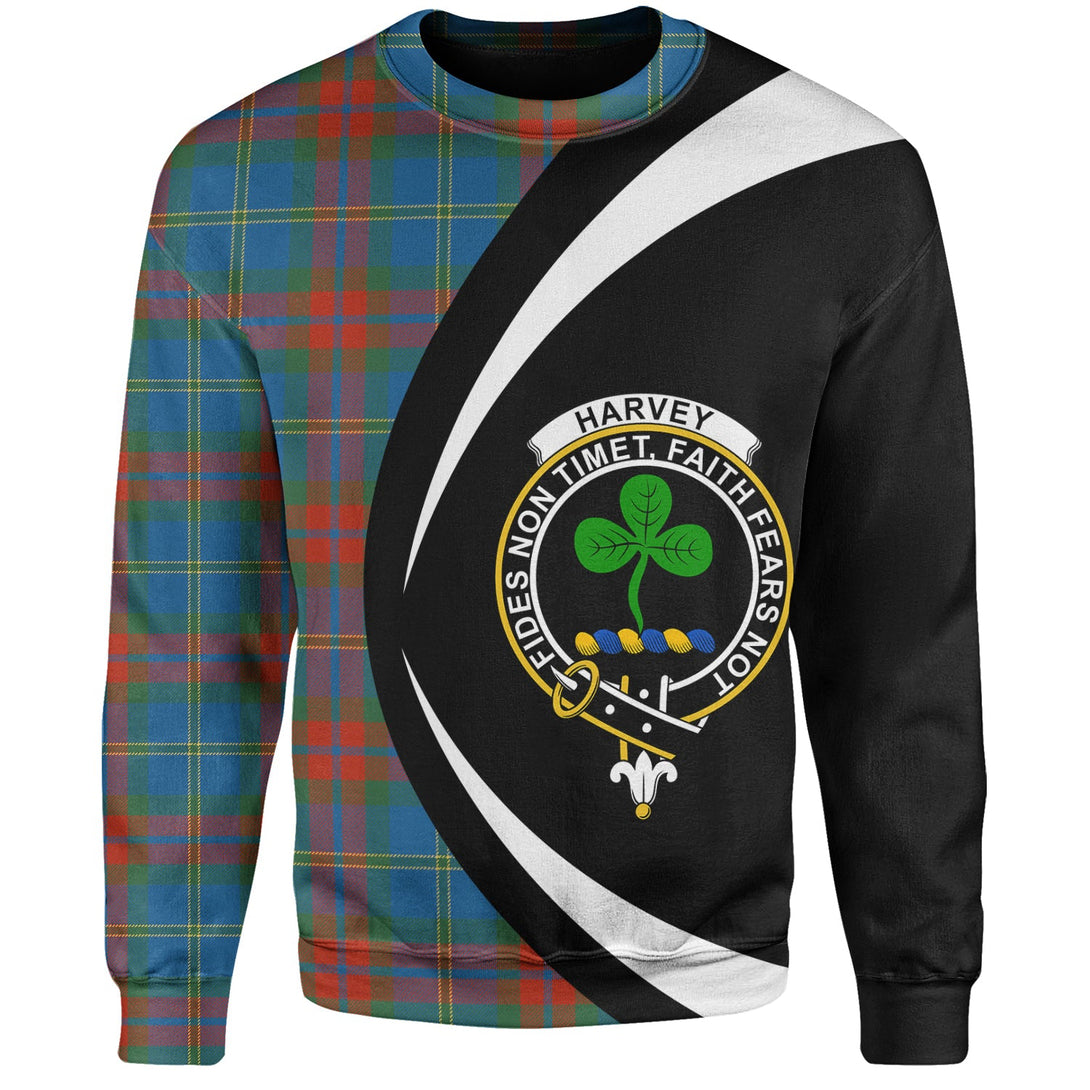 Harvey Ancient Clan Badge Tartan Sweatshirt Circle Style Personalized