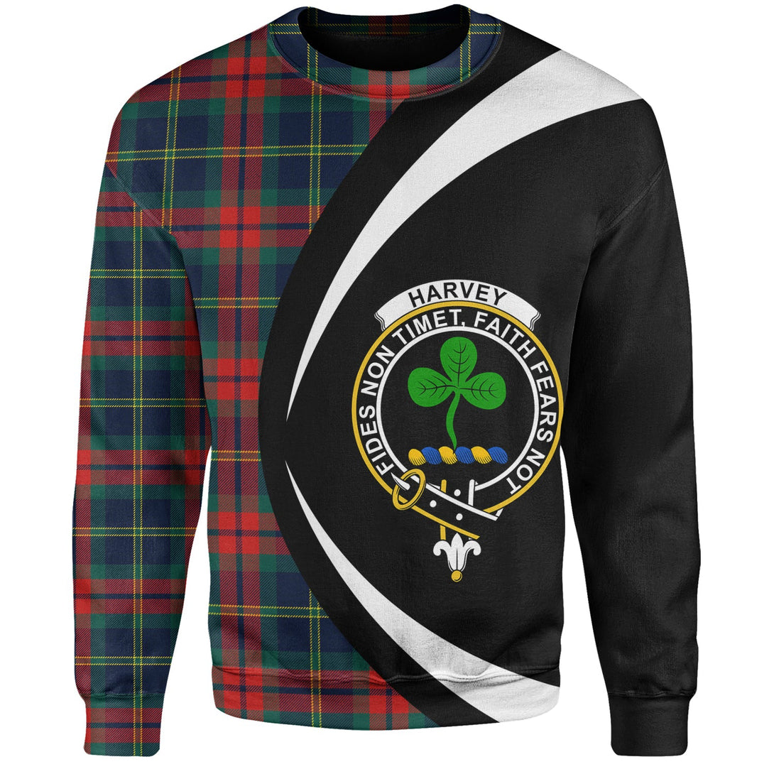 Harvey Modern Clan Badge Tartan Sweatshirt Circle Style Personalized