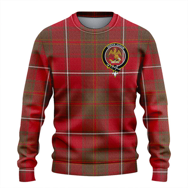 Hay Weathered Clan Badge Tartan Knitted Sweater