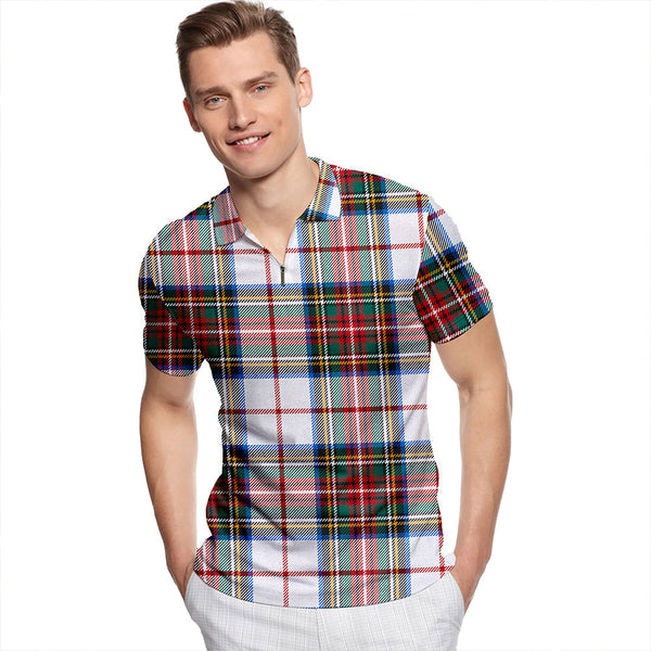 Hay #2 Modern Tartan Classic Lapel Zip Short Sleeve Polo