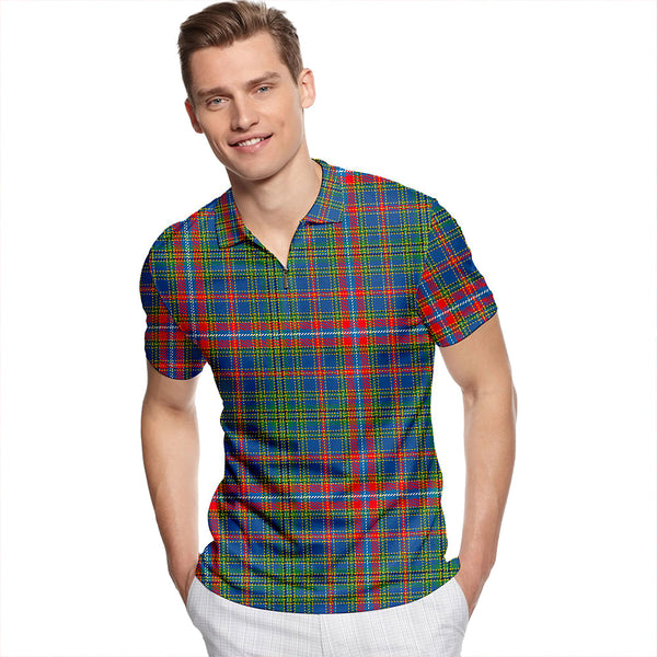 Hebridean Inner Hebrides Modern Tartan Classic Lapel Zip Short Sleeve Polo