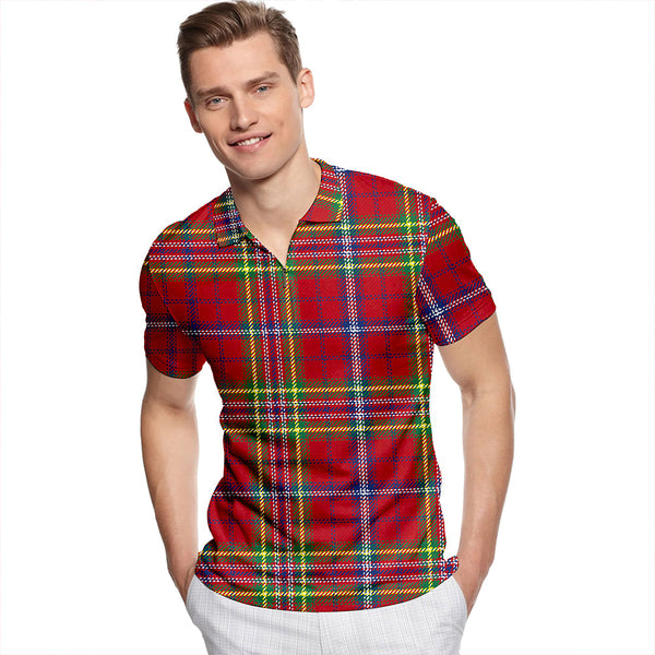 Hebridean North Uist Modern Tartan Classic Lapel Zip Short Sleeve Polo