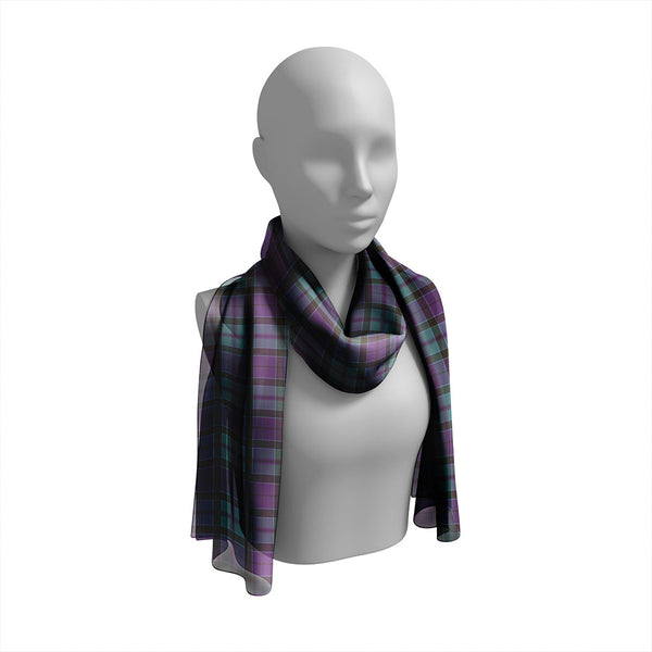 Hebridean Old District Weathered Tartan Classic Silk Habotai Long Scarf