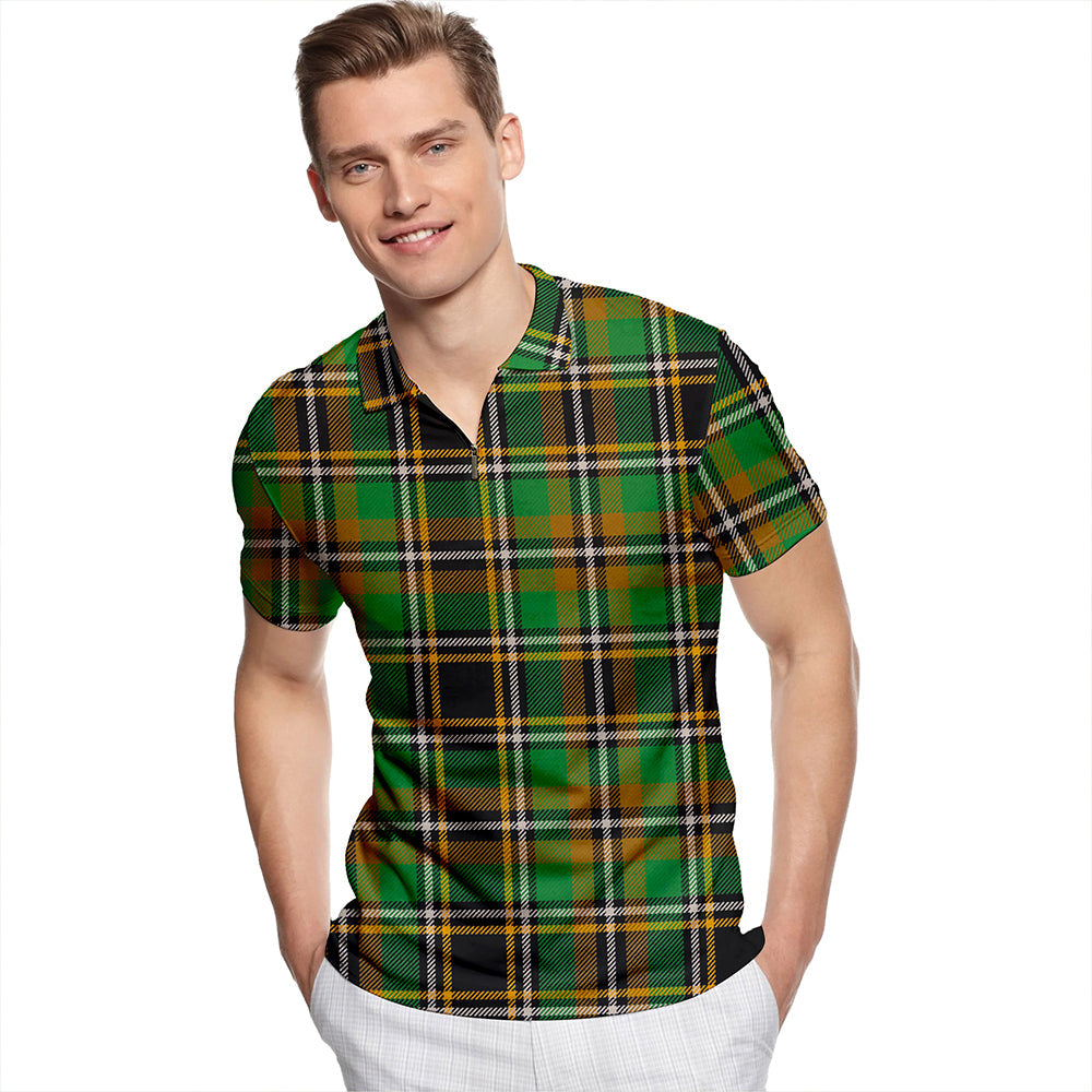 Hebrides Ancient Tartan Classic Lapel Zip Short Sleeve Polo