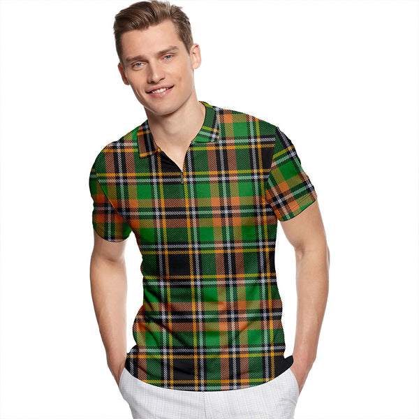 Hebrides Modern Tartan Classic Lapel Zip Short Sleeve Polo