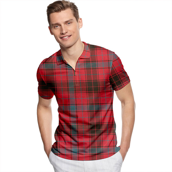 Hebrides South Uist #02 Weathered Tartan Classic Lapel Zip Short Sleeve Polo