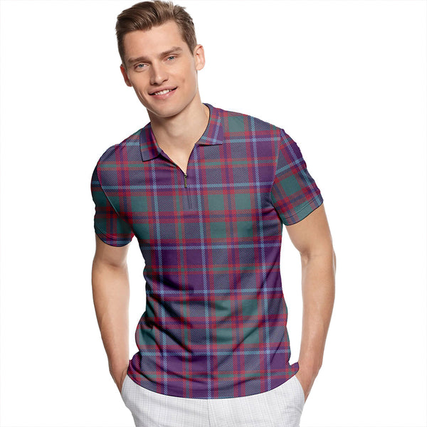 Hebrides #07 Weathered Tartan Classic Lapel Zip Short Sleeve Polo