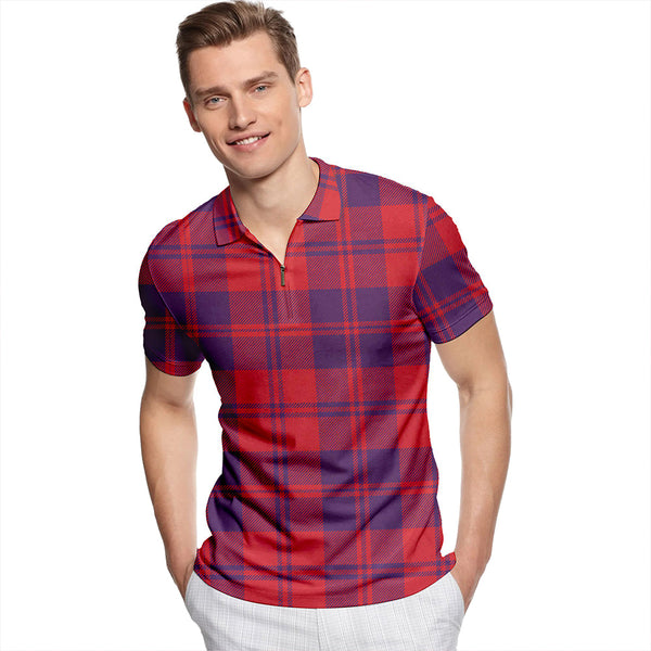 Hebrides #08 Weathered Tartan Classic Lapel Zip Short Sleeve Polo