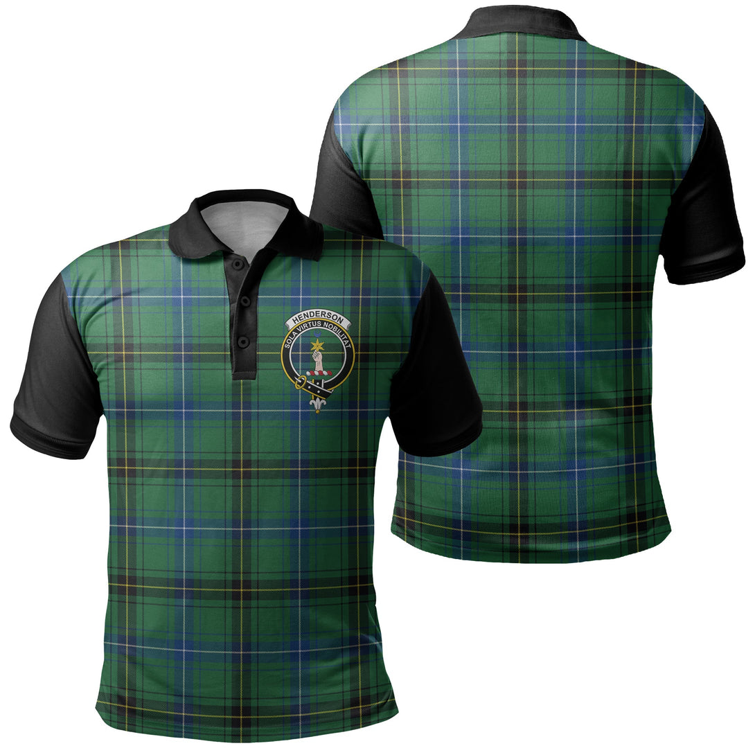 Henderson Ancient Tartan Crest Polo Shirt Black Neck 1 Style